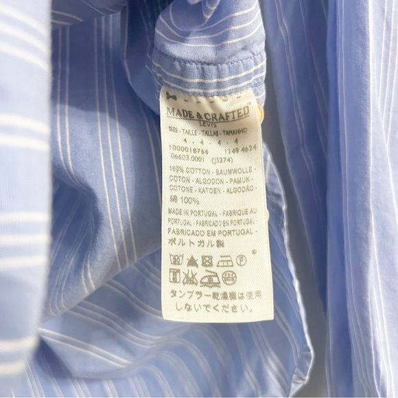 Levi’s Made & Crafted Blue White Striped Button Down Detailed Buttons Import 4 - Picture 7 of 10